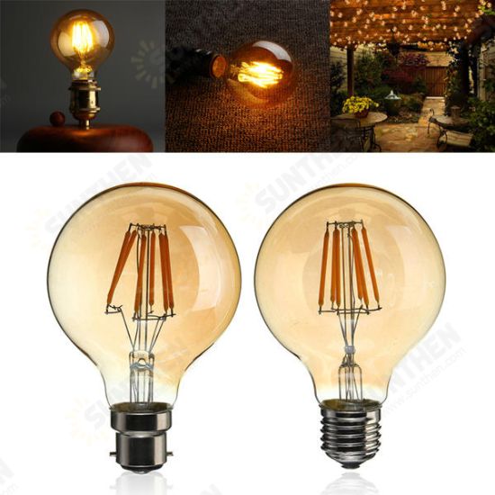 B22/E27 Dimmable G80 LED 6W Vintage Globe Cage Edison Filament Light Bulb Lamp AC220V