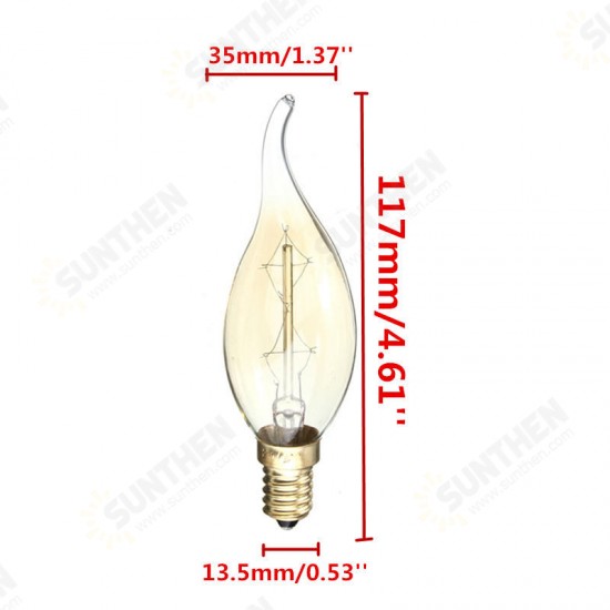 C35 40W E14 Vintage Antique Edison Carbon Filamnet Clear Glass Bulb 220V