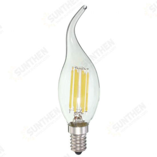 Dimmable E14 6W COB 600Lm Edison Filament Bulb LED Light Candle AC 110V