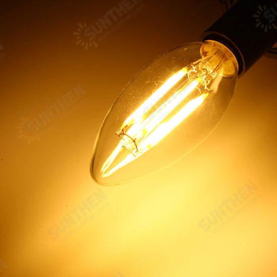 Dimmable E14 6W COB 600Lm Edison Filament Bulb LED Light Candle AC 110V