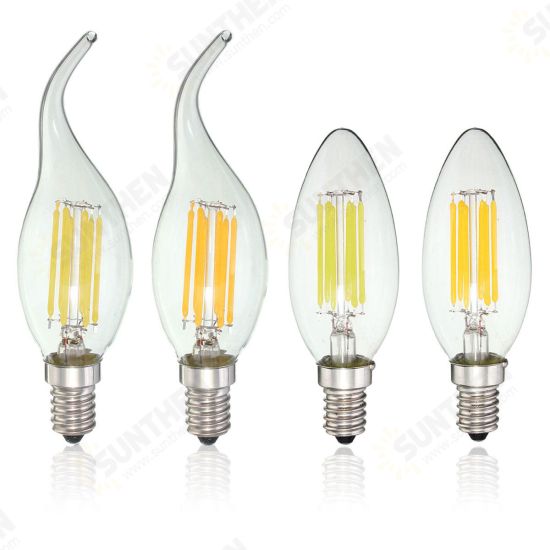 Dimmable E14 6W COB 600Lm Edison Filament Bulb LED Light Candle AC 110V