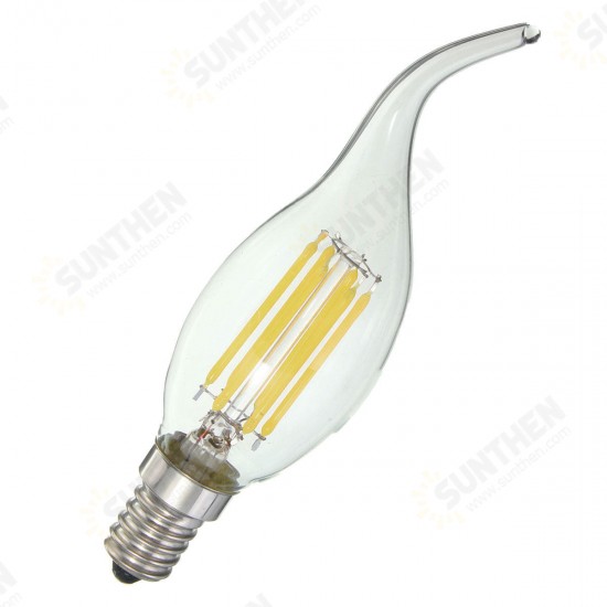 Dimmable E14 6W COB 600Lm Edison Filament Bulb LED Light Candle AC 110V