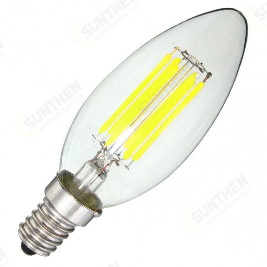 Dimmable E14 6W COB 600Lm Edison Filament Bulb LED Light Candle AC 110V