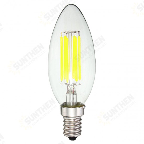 Dimmable E14 6W COB 600Lm Edison Filament Bulb LED Light Candle AC 110V