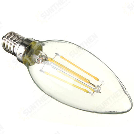 E14 4W Pure/Warm White Edison Filament LED Candle Flame Lamp 220-240V