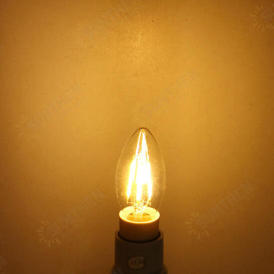 E14 4W Pure/Warm White Edison Filament LED Candle Flame Lamp 220-240V