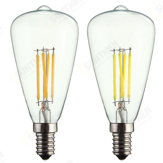 E14 6W LED Filament COB Retro Pure White Warm White Candle Light Lamp Bulb AC220V