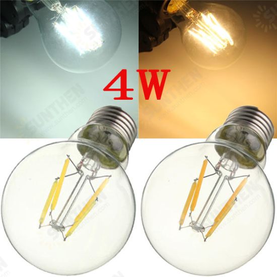 E27 A60 4W Warm White/ White Edison Filament LED COB Dimmable Globe Bulb Lamp AC220V/110V