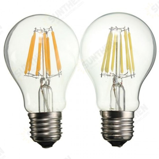 E27 A60 LED 8W COB Edison Retro Filament Light White/Warm White Tungsten Globe Lamp Bulb AC 220V