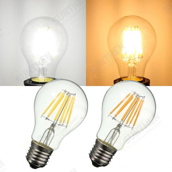 E27 A60 LED 8W COB Edison Retro Filament Light White/Warm White Tungsten Globe Lamp Bulb AC 220V