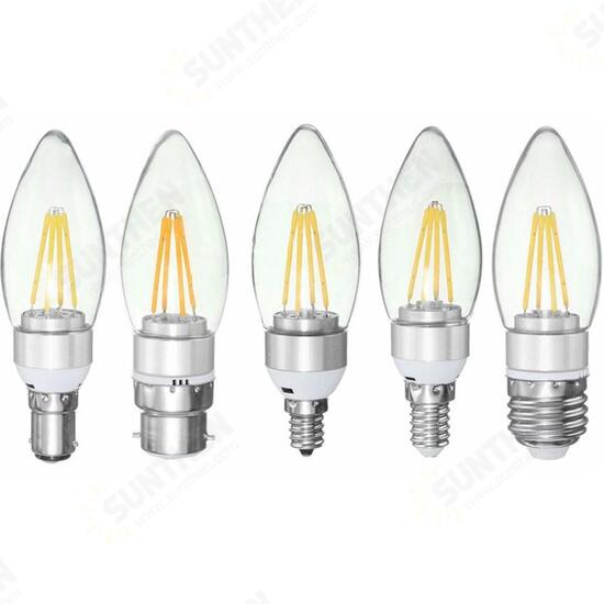 E27 E14 E12 B22 B15 4W 110V Silver Incandescent Candle Light Bulb Home Lighting Decoration