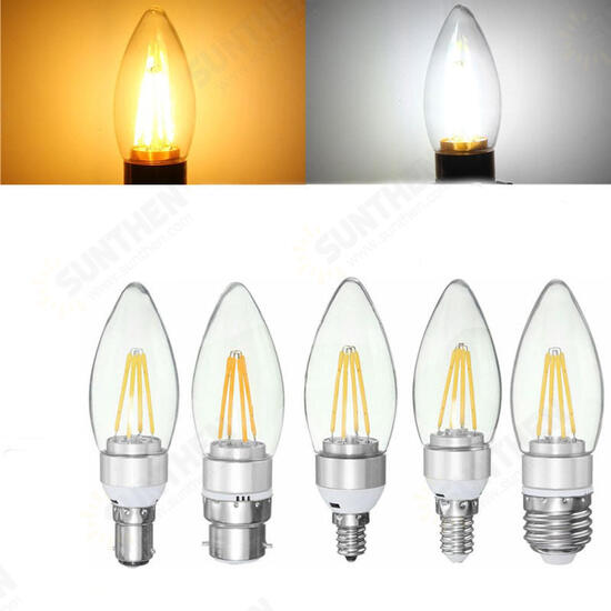 E27 E14 E12 B22 B15 4W 110V Silver Incandescent Candle Light Bulb Home Lighting Decoration