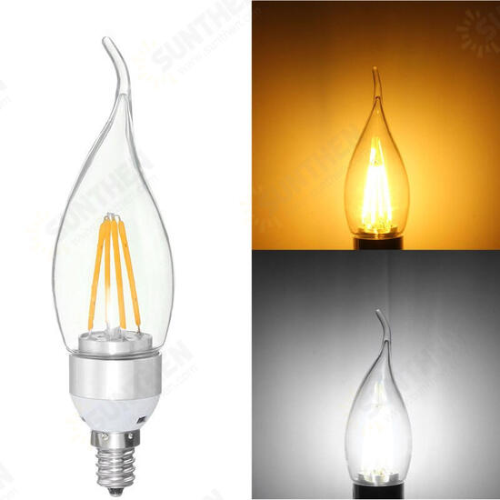 E27 E14 E12 B22 B15 4W Silver Pull Tail Incandescent Light Lamp Bulb Non-Dimmable 110V