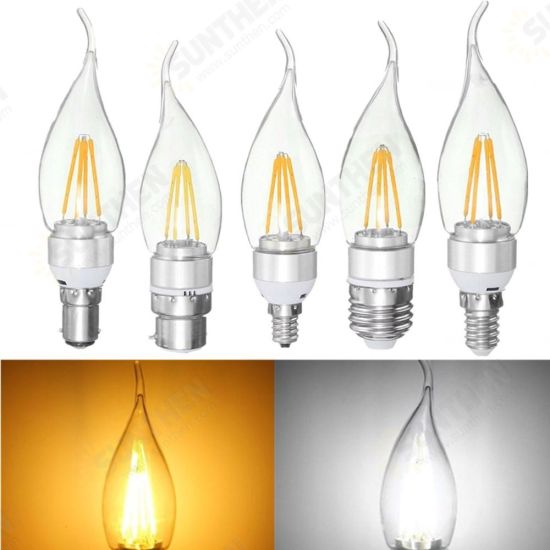 E27 E14 E12 B22 B15 4W Silver Pull Tail Incandescent Light Lamp Bulb Non-Dimmable 110V