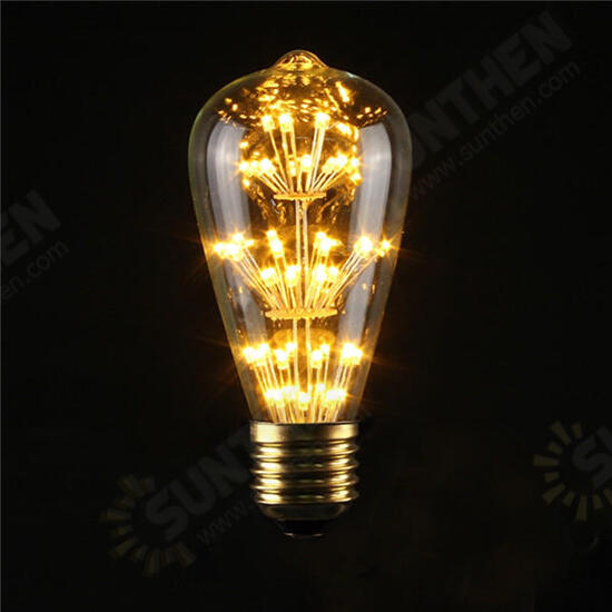 E27 ST64 3W Vintage Antique Edison Style Carbon Filament Clear Glass Bulb 220-240V