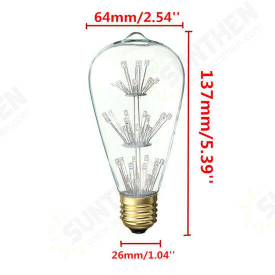 E27 ST64 3W Vintage Antique Edison Style Carbon Filament Clear Glass Bulb 220-240V