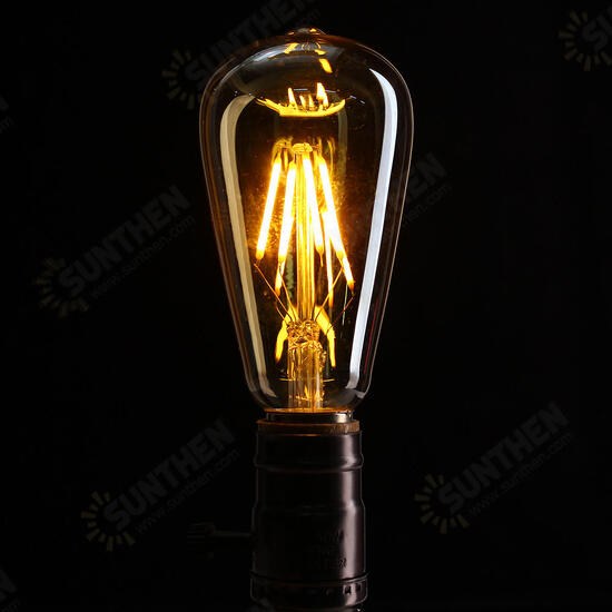 E27 ST64 4W Golden Cover Dimmable Edison Retro Vintage Filament COB LED Bulb Light Lamp AC110/220V