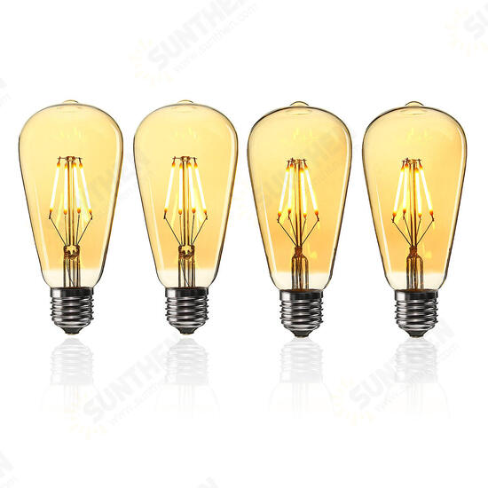 E27 ST64 4W Golden Cover Dimmable Edison Retro Vintage Filament COB LED Bulb Light Lamp AC110/220V