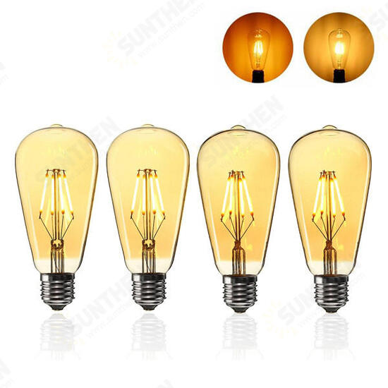 E27 ST64 4W Golden Cover Dimmable Edison Retro Vintage Filament COB LED Bulb Light Lamp AC110/220V