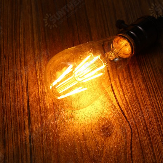 E27 ST64 6W Clear Cover Dimmable Edison Retro Vintage Filament COB LED Bulb Light Lamp AC110/220V