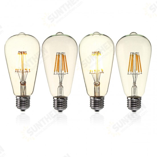 E27 ST64 6W Clear Cover Dimmable Edison Retro Vintage Filament COB LED Bulb Light Lamp AC110/220V