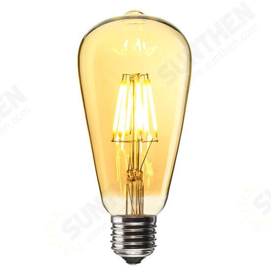 E27 ST64 6W Golden Cover Dimmable Edison Retro Vintage Filament COB LED Bulb Light Lamp AC110/220V