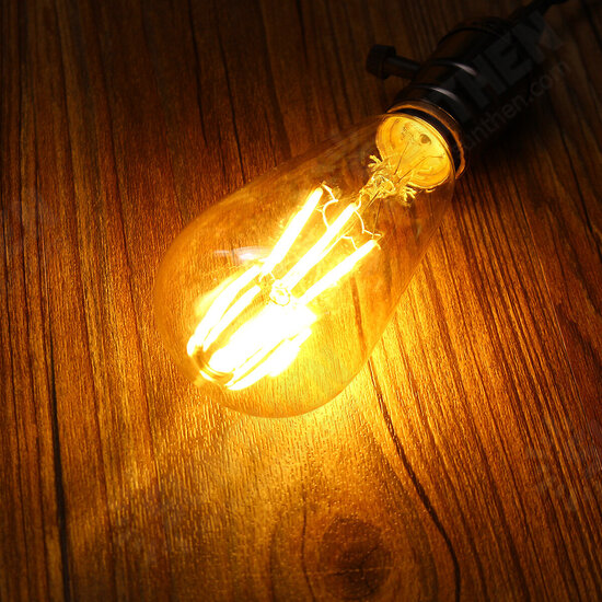 E27 ST64 6W Golden Cover Dimmable Edison Retro Vintage Filament COB LED Bulb Light Lamp AC110/220V