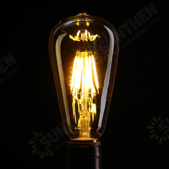 E27 ST64 6W Golden Cover Dimmable Edison Retro Vintage Filament COB LED Bulb Light Lamp AC110/220V