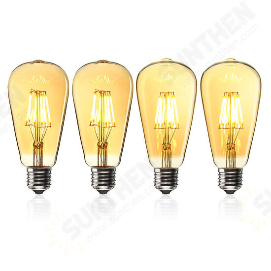 E27 ST64 6W Golden Cover Dimmable Edison Retro Vintage Filament COB LED Bulb Light Lamp AC110/220V