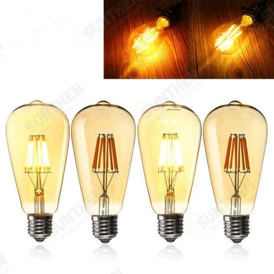 E27 ST64 8W Golden Cover Dimmable Edison Retro Vintage Filament COB LED Bulb Light Lamp AC110/220V