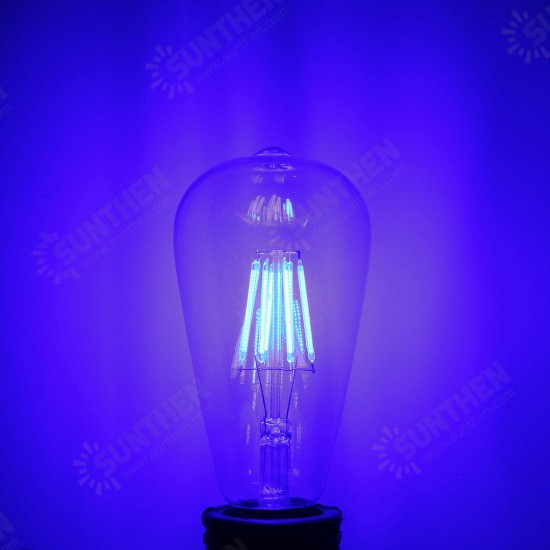 E27 ST64 8W RGB Edison Rereo Glass 800Lm Vintage Incandescent Light Lamp Bulb AC220V