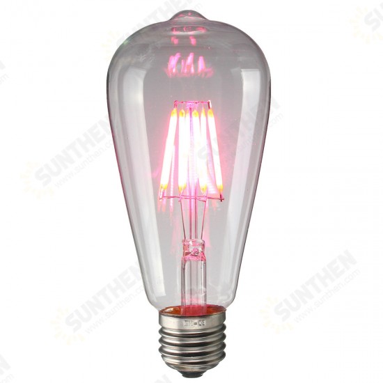 E27 ST64 8W RGB Edison Rereo Glass 800Lm Vintage Incandescent Light Lamp Bulb AC220V