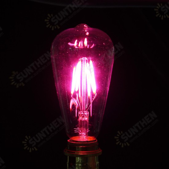 E27 ST64 Retro Edison LED 4W COB Squirrel Cage Colorful Filament Glass Light Lamp Bulb AC 220V