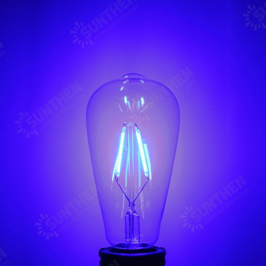 E27 ST64 Retro Edison LED 4W COB Squirrel Cage Colorful Filament Glass Light Lamp Bulb AC 220V