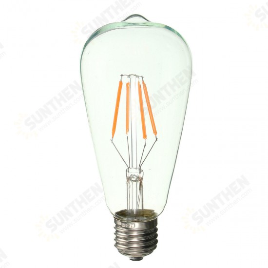 E27 ST64 Retro Edison LED 4W COB Squirrel Cage Colorful Filament Glass Light Lamp Bulb AC 220V