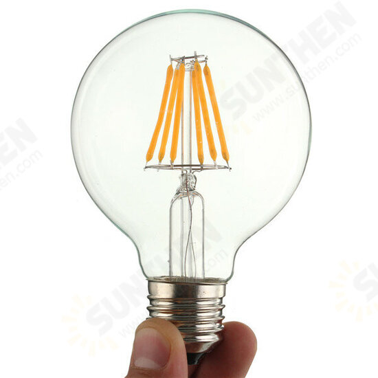 G80 E27 6W Warm White COB LED Filament Retro Edison Bulbs 220V