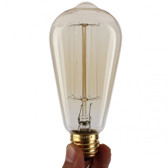 2Pcs/Pack E27 Edison Incandescent Bulb Vintage Lamp Filament Retro ST64 40W 110V Warm White Ideal for Decoration Antique Light Fixture