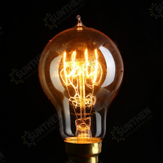 AC220V B22 60W A19 Teardrops Shape Amber Shell Edison Retro Incandescent Light Bulb for Home