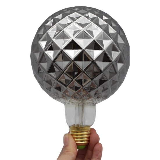 Lighting Designer AC220V E27 2700K 4W G125 LED Incandescent Light Bulb Smoky Gray Pineapple Pattern Glass Edison Bulb Filament Lamp Retro Decor