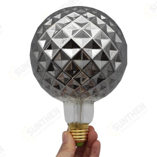 Lighting Designer AC220V E27 2700K 4W G125 LED Incandescent Light Bulb Smoky Gray Pineapple Pattern Glass Edison Bulb Filament Lamp Retro Decor