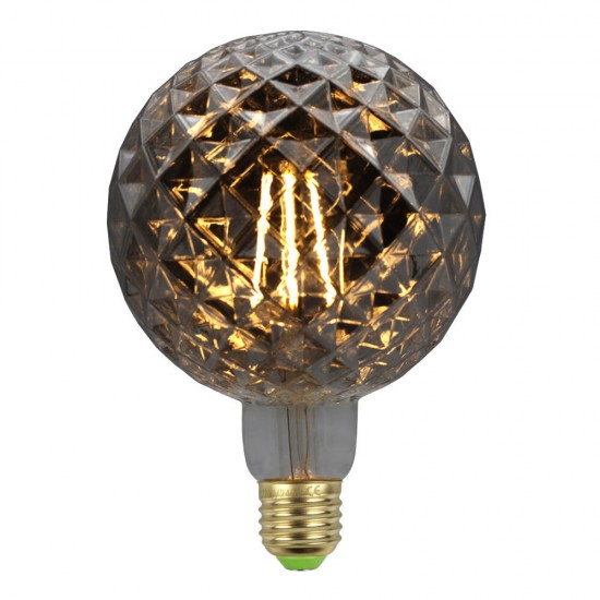 Lighting Designer AC220V E27 2700K 4W G125 LED Incandescent Light Bulb Smoky Gray Pineapple Pattern Glass Edison Bulb Filament Lamp Retro Decor