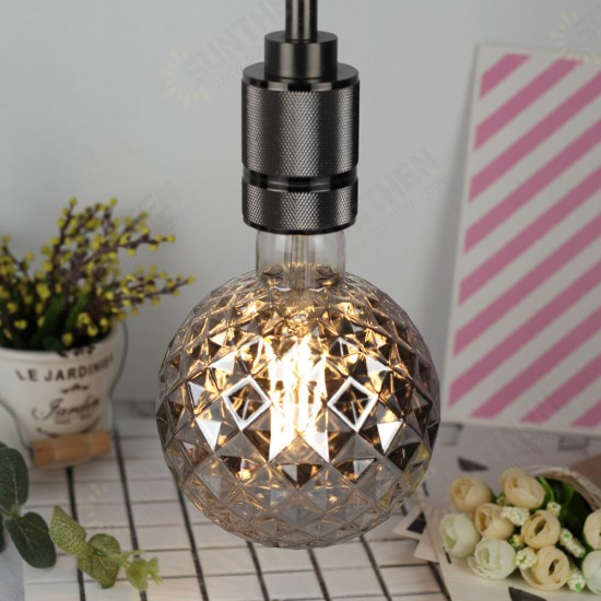 Lighting Designer AC220V E27 2700K 4W G125 LED Incandescent Light Bulb Smoky Gray Pineapple Pattern Glass Edison Bulb Filament Lamp Retro Decor