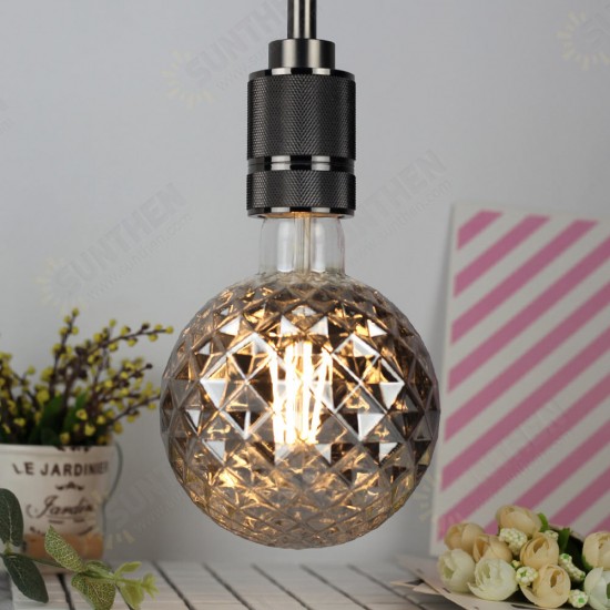 Lighting Designer AC220V E27 2700K 4W G125 LED Incandescent Light Bulb Smoky Gray Pineapple Pattern Glass Edison Bulb Filament Lamp Retro Decor