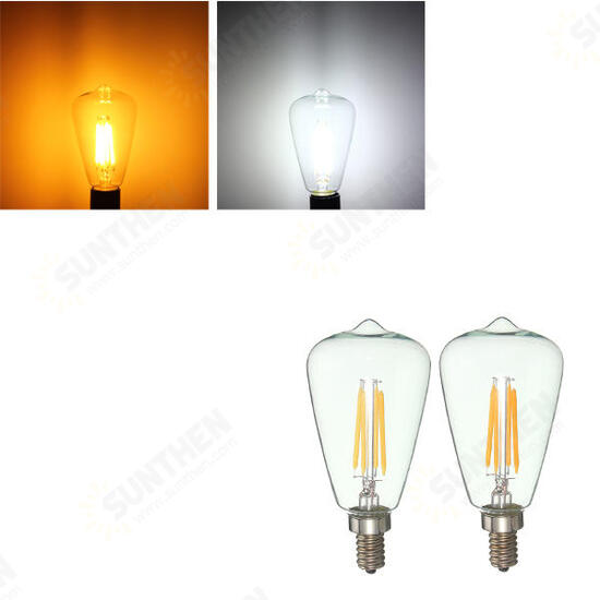 Retro E12 4W Edison Filament Bulb LED Warm White Pure White Light Lamp Candle AC 110V