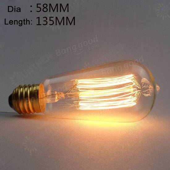 ST58 E27 40W Retro Edison Bulb AC 220V Incandescent Bulb