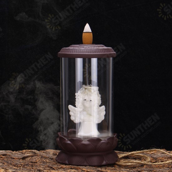 Angel Ceramic Backflow Incense Burner Smoke Cones Holder Sticks Censer Clay