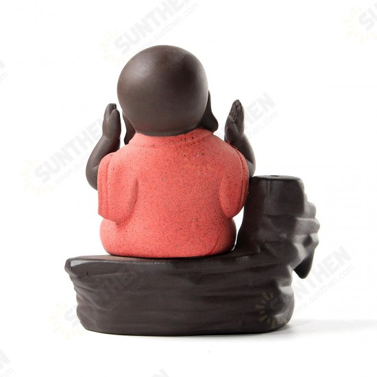 Buddha Backflow Incense Cone Burner Holder Buddhist Monk Zazen Home Fragrant Backflow Censer Decor