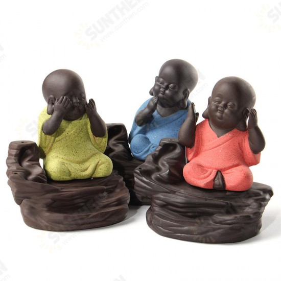 Buddha Backflow Incense Cone Burner Holder Buddhist Monk Zazen Home Fragrant Backflow Censer Decor