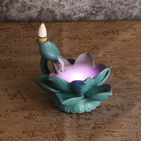 Ceramic Buddhism Backflow Sleep Meditation Smoke Incense Burner Censer Holder