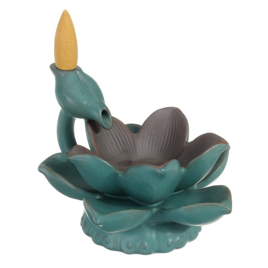 Ceramic Buddhism Backflow Sleep Meditation Smoke Incense Burner Censer Holder